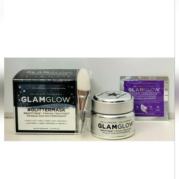 GLAMGLOW #GLITTER MASK Gravity Mud Firming Treatment 1.7oz with APPLICATOR BRUSH - Picture 2 of 5